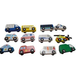 Melissa & Doug Wooden Town Vehicles Helicopter Ambulance Ice Cream truck  lot 12